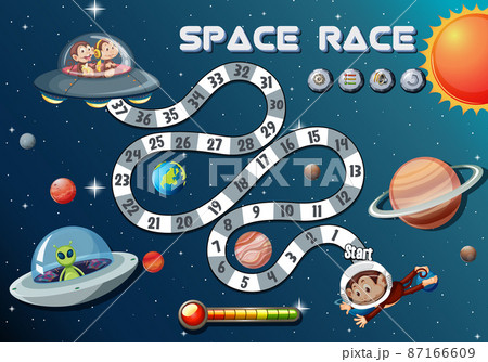 Counting number game template with space race theme Counting number game template with space race theme 87166609