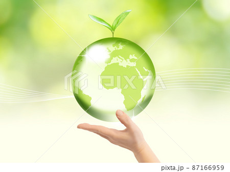 環境保護イメージ （ガラスの地球と、双葉） 87166959