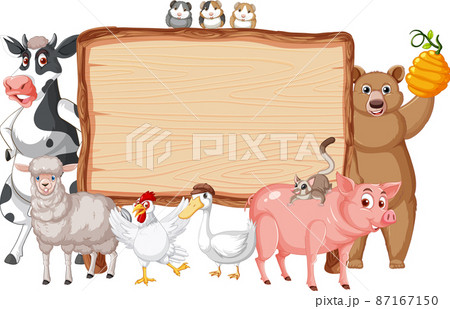 Animal with wooden sign banner 87167150