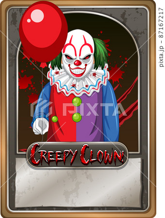 Creepy clown character game card template 87167217