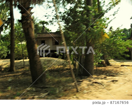 カンボジア、シェムリアップのバンテアイスレイ(ボンティアイスレイ)にトゥクトゥクで行く途中。 カンボジア、シェムリアップのバンテアイスレイ(ボンティアイスレイ)にトゥクトゥクで行く途中。 87167656