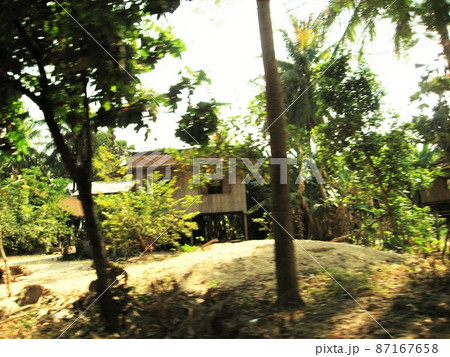 カンボジア、シェムリアップのバンテアイスレイ(ボンティアイスレイ)にトゥクトゥクで行く途中。 カンボジア、シェムリアップのバンテアイスレイ(ボンティアイスレイ)にトゥクトゥクで行く途中。 87167658