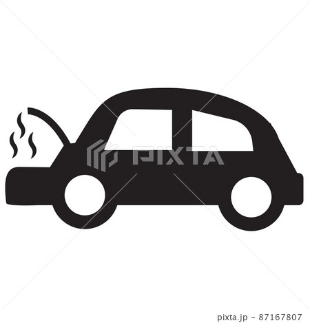 car on jack on white background. open hood sign. car repair symbol. flat style. 87167807