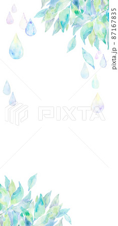 雨　紫陽花　水彩テクスチャー 87167835