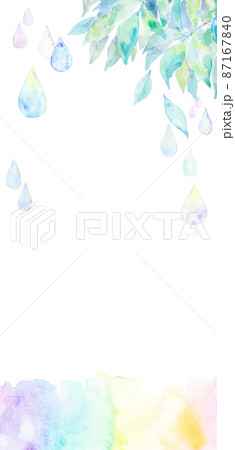 雨　紫陽花　水彩テクスチャー 87167840