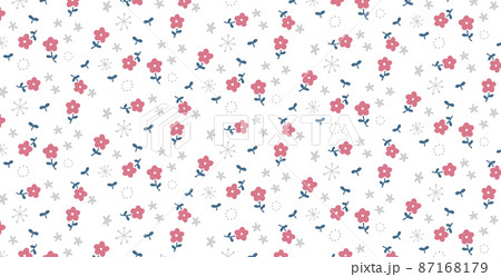 赤と白の花　かわいいフラワーパターン　背景装飾 87168179