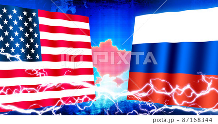 国家間の国際紛争・対立・戦争イメージ/ アメリカ vs ロシア 87168344