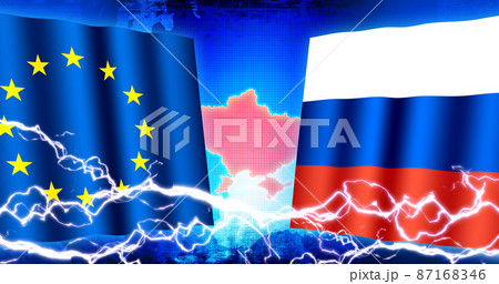 国家間の国際紛争・対立・戦争イメージ/ EU vs ロシア 87168346