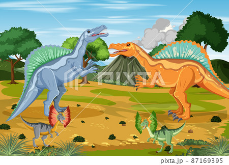 Dinosaur in prehistoric forest scene 87169395
