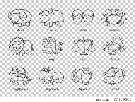 12星座 かわいいイラスト 輪郭線 英語 12星座 かわいいイラスト 輪郭線 英語 87169505