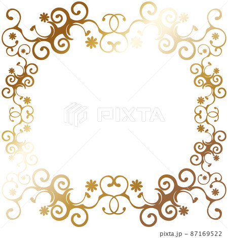 高級感のあるオーナメントのフレーム　正方形　ゴールドフラワー 87169522