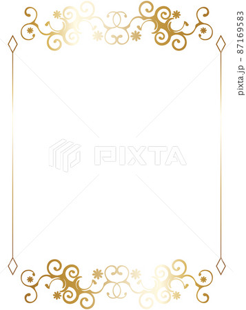 高級感のあるオーナメントのフレーム 縦位置 ゴールドフラワー 高級感のあるオーナメントのフレーム 縦位置 ゴールドフラワー 87169583