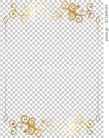 高級感のあるオーナメントのフレーム 縦位置 ゴールドフラワー 高級感のあるオーナメントのフレーム 縦位置 ゴールドフラワー 87169583