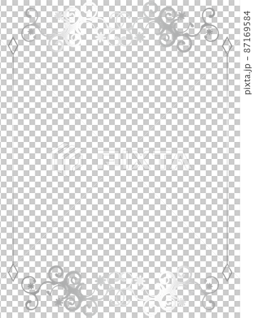 高級感のあるオーナメントのフレーム　縦位置　シルバーフラワー 87169584