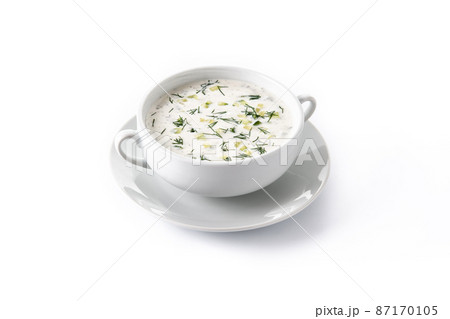 Bulgarian tarator sour milk soup in bowl 87170105