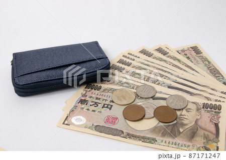 お金、紙幣、硬貨、財布、お財布、円、マネー、現金、経済、日本円、キャッシュ、通貨、お札、ビジネス 87171247