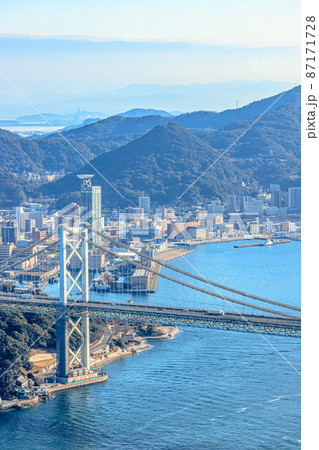 火の山公園展望台から見た景色 山口県下関市 火の山公園展望台から見た景色 山口県下関市 87171728