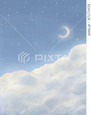 星空 三日月 光 雲 夜空 壁紙のイラスト素材