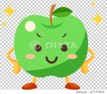 一個可愛的青蘋果角色的插圖,帶著驕傲的臉 一個可愛的青蘋果角色的插圖,帶著驕傲的臉 87173914