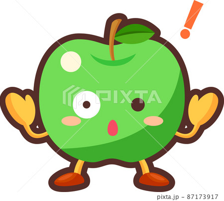 驚いているかわいい青りんごのキャラクターのイラスト 87173917