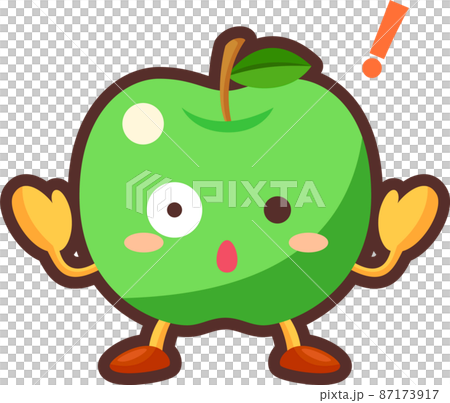 驚いているかわいい青りんごのキャラクターのイラスト 87173917