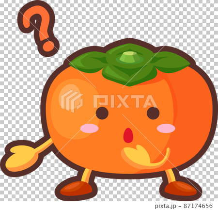 Illustration of a cute persimmon character with a mysterious face 87174656