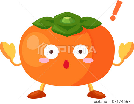 驚くかわいい柿のキャラクターのイラスト 87174663