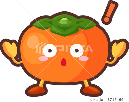 驚くかわいい柿のキャラクターのイラスト 驚くかわいい柿のキャラクターのイラスト 87174664