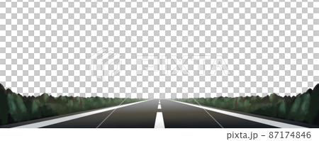 直線道路の水平線　自然風景イラスト素材 87174846