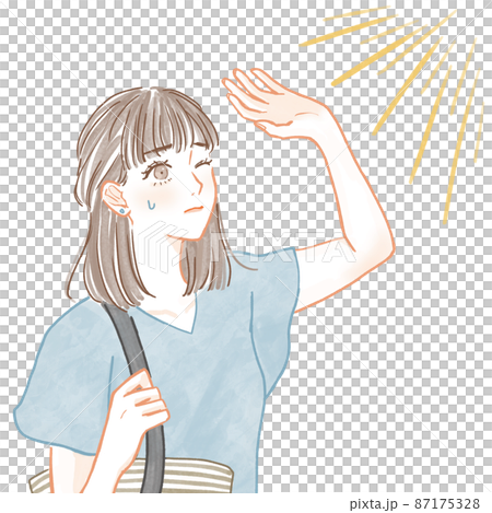 Illustration of a woman who is worried about ultraviolet rays Illustration of a woman who is worried about ultraviolet rays 87175328