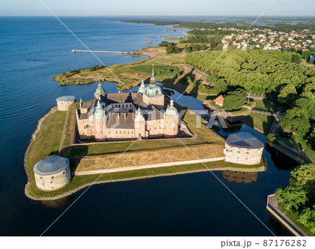 Aerial view of Kalmar Slott castle in Kalmar, Sweden 87176282