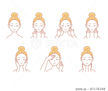 スキンケアをする女性のイラスト 87176288