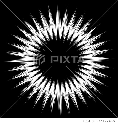 輝く光のエフェクト 漫画のグラフィック素材 放射線集中線 ベタフラッシュ ウニフラッシュ 背景のイラスト素材