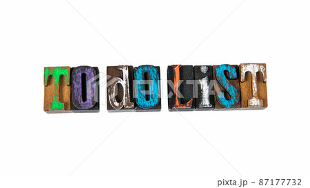 TO DO LIST. Colored wooden letters on a white 87177732