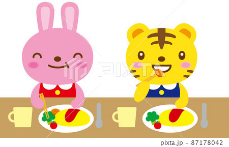 ウサギとトラ　給食　お箸 87178042