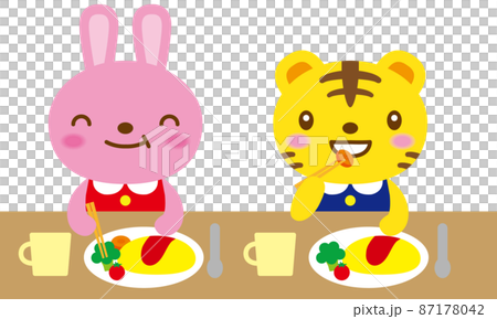 ウサギとトラ　給食　お箸 87178042