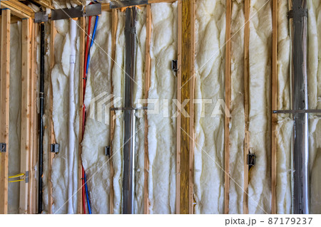 Warm home construction for insulating rock wool insulation in wooden frame for future walls 87179237