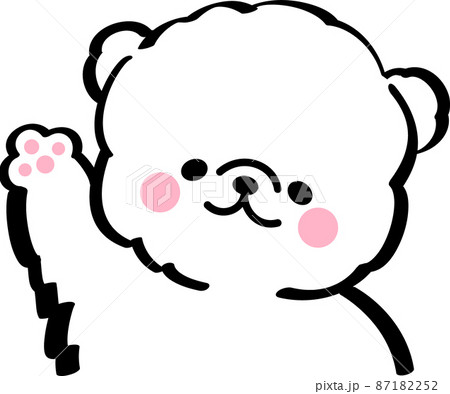 片手を上げて喜ぶ白い犬 87182252