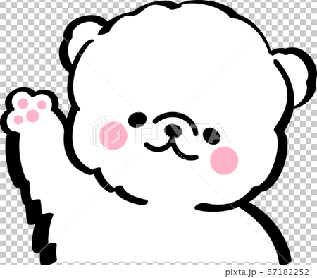 片手を上げて喜ぶ白い犬 87182252