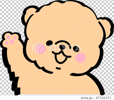 片手を上げて喜ぶ茶色の犬 87182371