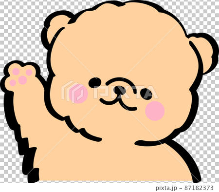 片手を上げて喜ぶ茶色の犬 片手を上げて喜ぶ茶色の犬 87182373