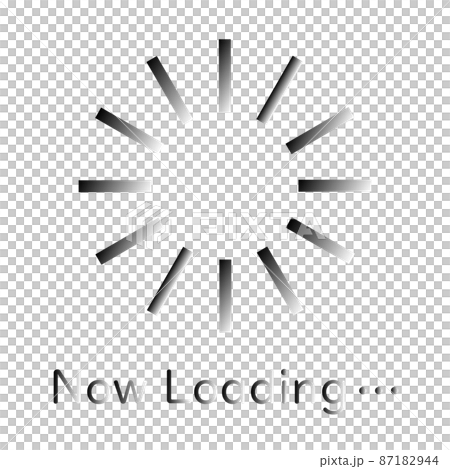 Black and white icons that are being considered, loaded, saved, or processed. "Please wait for a little while" 87182944