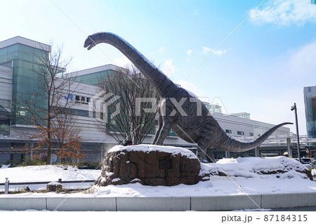 福井市駅前　恐竜広場　積雪風景　冬 87184315
