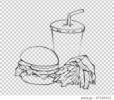ハンバーガーセット　線画 87184321