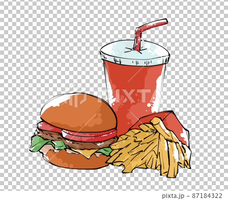 ハンバーガーセット カラーのイラスト素材