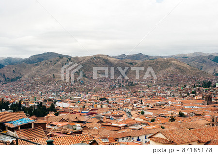 Cusco, View of the centre of Cusco city with the Cathedral, Peru Cusco, View of the centre of Cusco city with the Cathedral, Peru 87185178