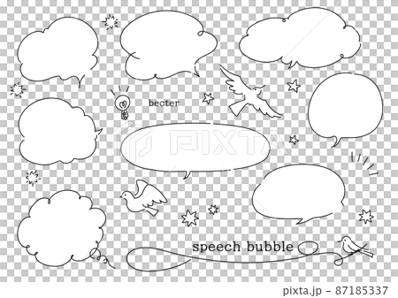 大人っぽいシンプルな線の吹き出しセット 87185337