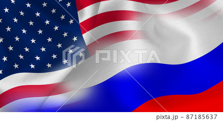 アメリカ　ロシア　 国旗　背景 87185637