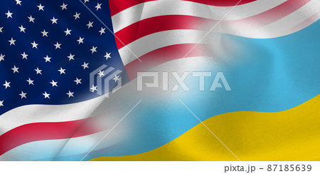 アメリカ　ウクライナ　 国旗　背景 87185639