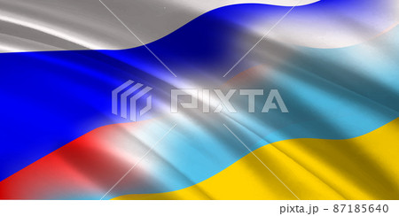 ロシア　ウクライナ　 国旗　背景